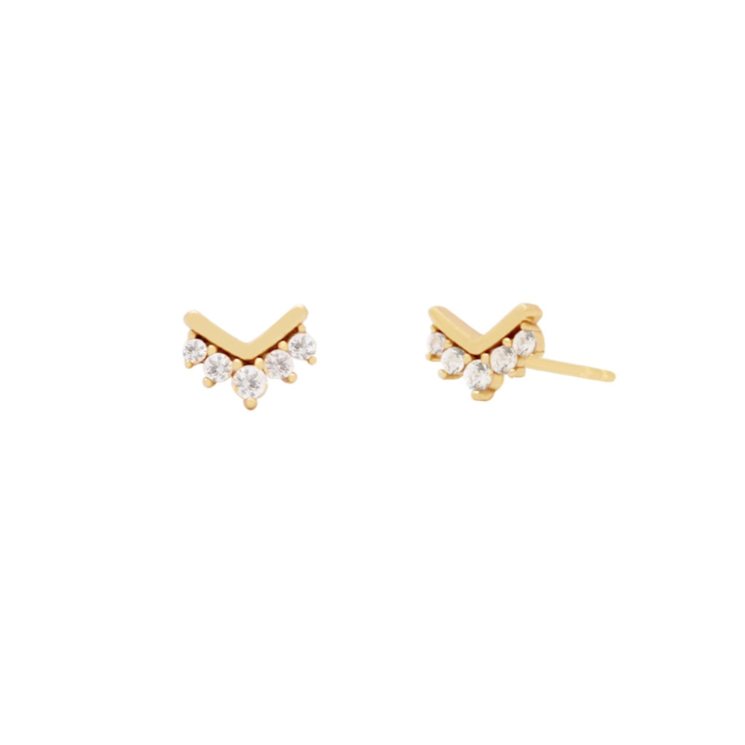 V-shape Stone Ear Studs