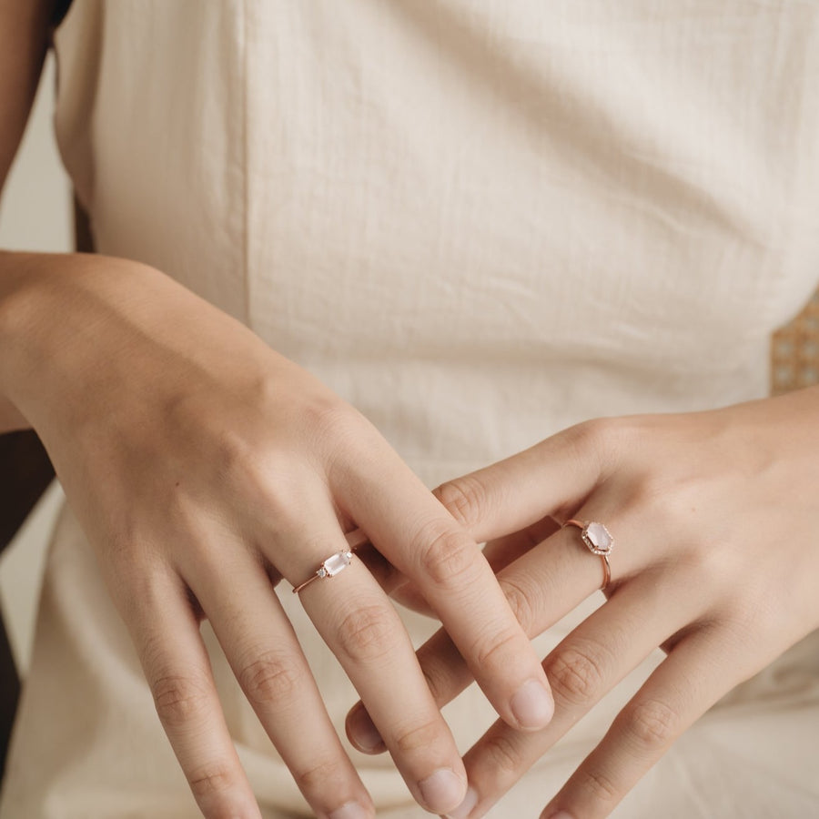 Baguette Rose Quartz Ring