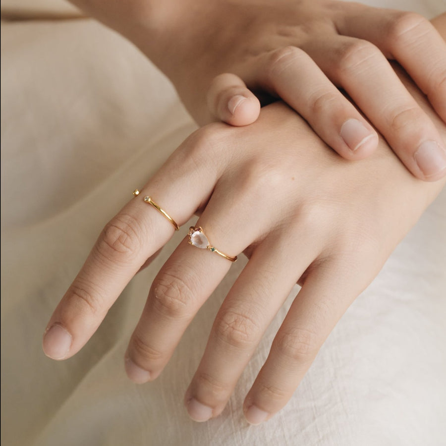 Pear Rose Quartz Ring