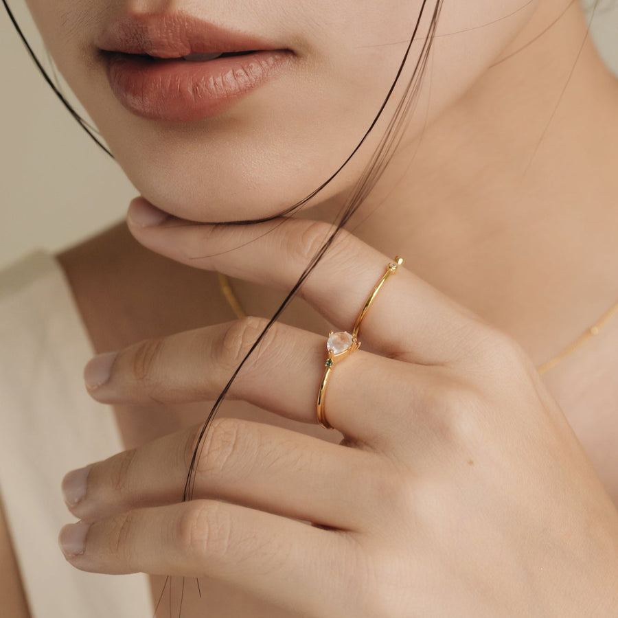 Pear Rose Quartz Ring