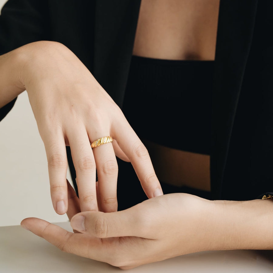 Croissant Pave Ring