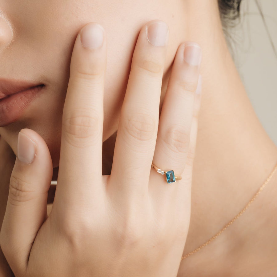 Baguette Blue Topaz Ring