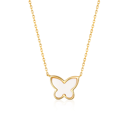 White Agate Butterfly Necklace