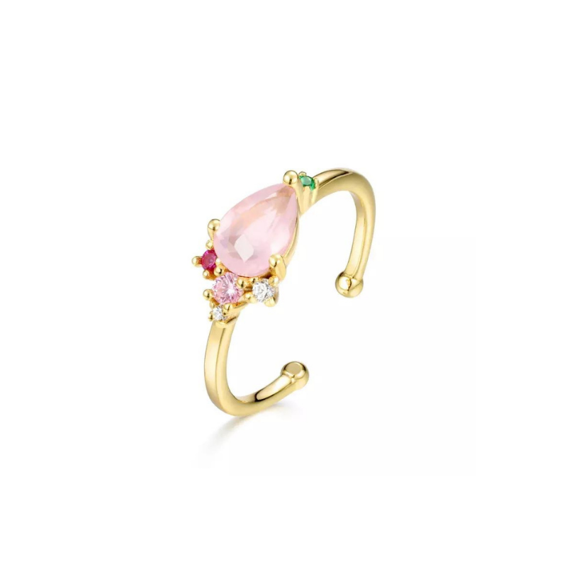 Pear Rose Quartz Ring