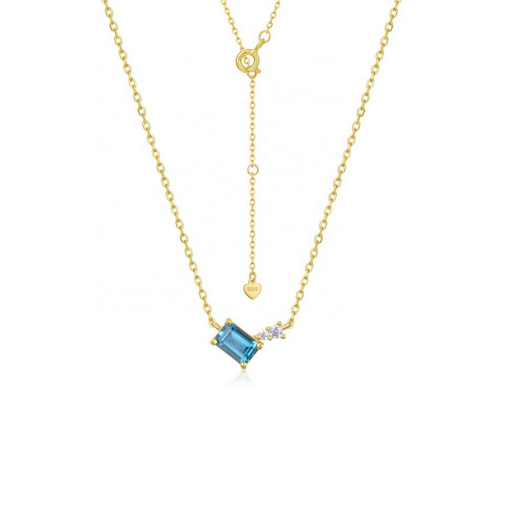 Baguette Blue Topaz Necklace