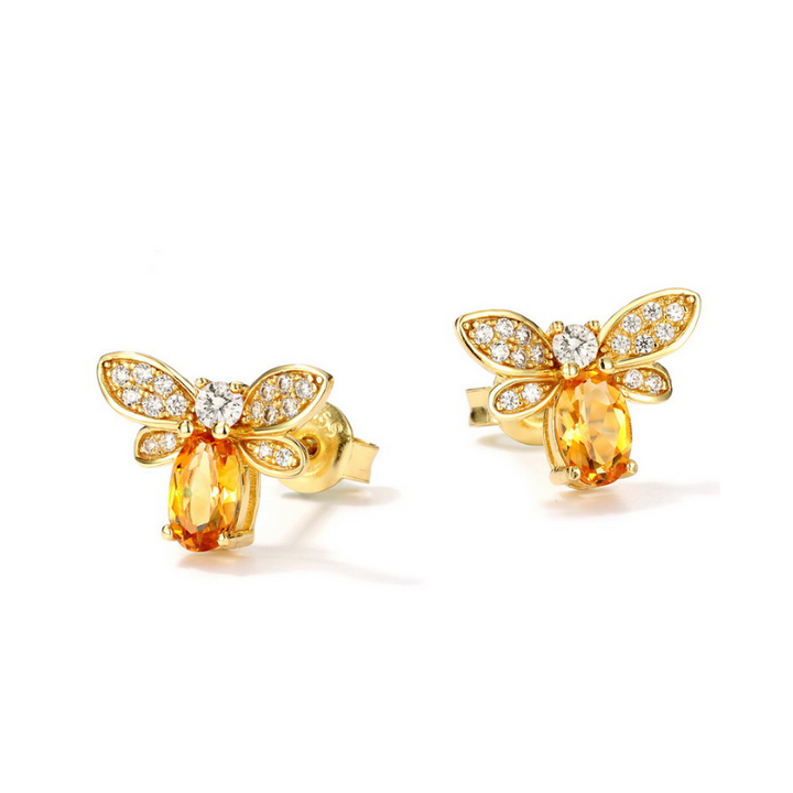 Citrine Bee Ear Studs