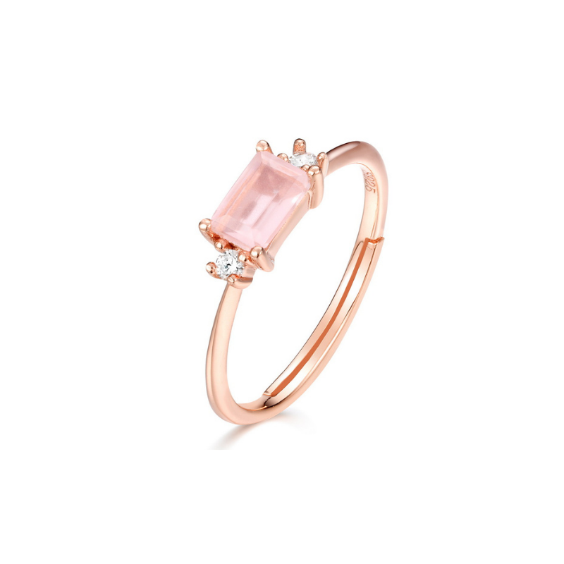 Baguette Rose Quartz Ring